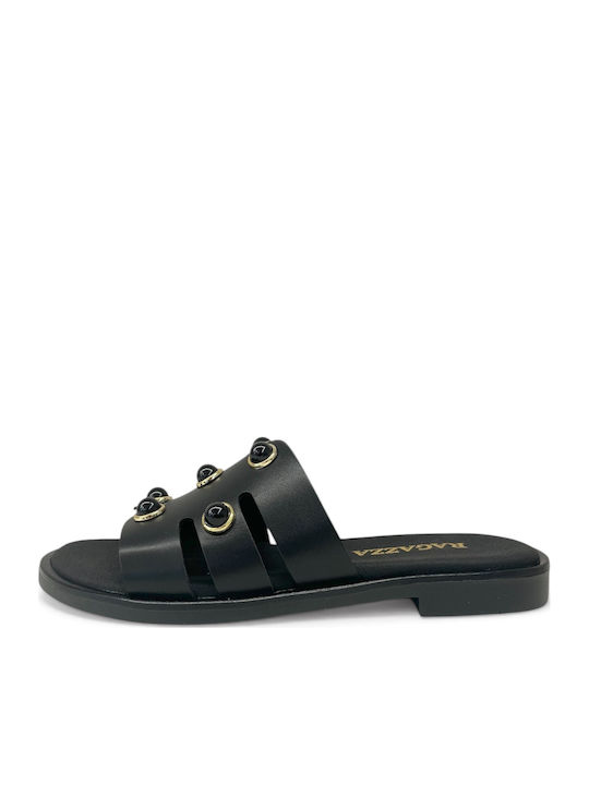 Ragazza Leather Women's Flat Sandals Black