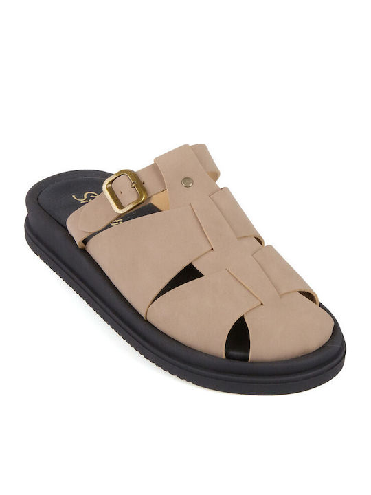 Silia D Δερμάτινα Γυναικεία Σανδάλια Flatforms ...