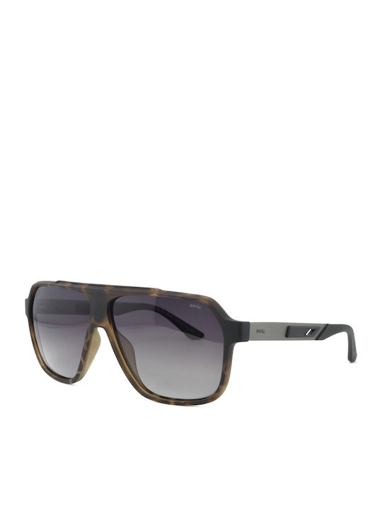 Invu Men's Sunglasses with Brown Horn-Rimmed Frame and Brown Polarized Mirror Lens IB22620C