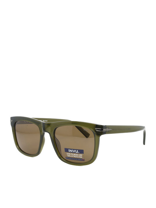 Invu Men's Sunglasses with Green Frame and Gree...