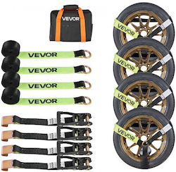 Vevor Wheel Chock Tie-down Kit Tire-style Trailer Tie Down Strap Car Tie Down Kit Flat Hook Break Strength 4540 Kg & Working Load 1512 Kg Motorcycle Tie-down System Atvs Suvs Trailers