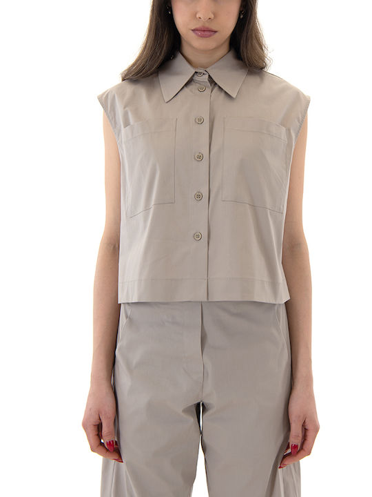 Moutaki Ärmelloses Damenhemd Beige Moutaki Ärmelloses Damenhemd Beige