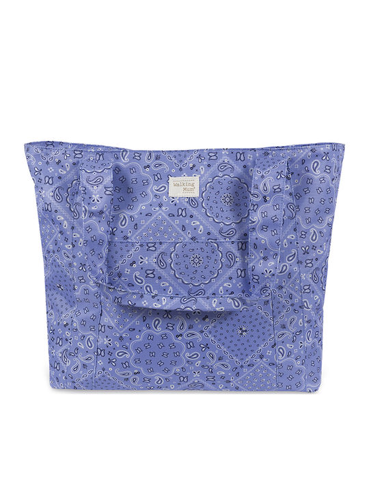 Walking Mum Fabric Beach Bag Light Blue