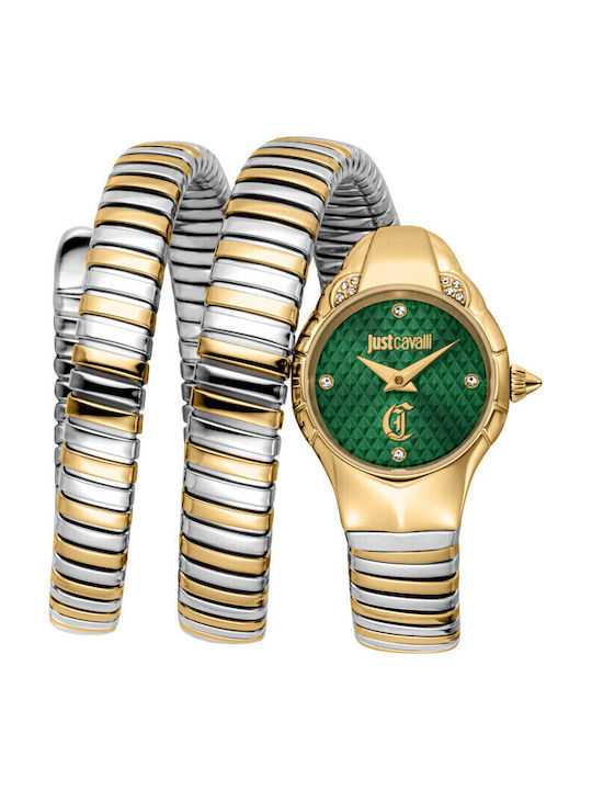 Just Cavalli Signature Snake Women's Watch 23mm Battery with Yellow Stainless Steel Bracelet