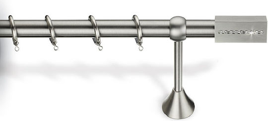 Viobrass Metallic Curtain Pole No7010 Single Diameter 25mm Length 160cm Nickel Matte