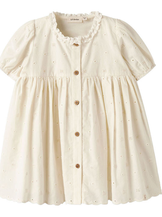 Girls Dress Short Sleeve Ecru