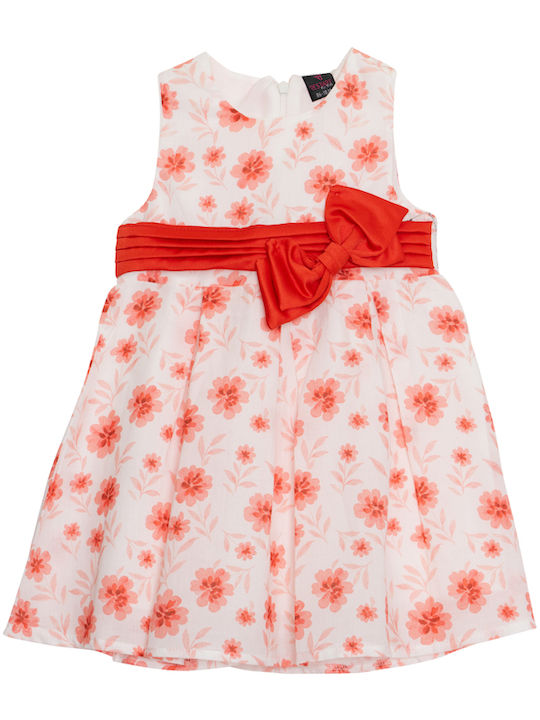 Mädchenkleid Ärmelloses Blumen Ecru