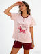 Goodnight Summer Women's Pyjama Set Cotton Burgundy