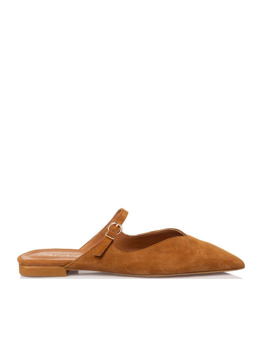 Sante Leather Mules with Heel in Beige Colour