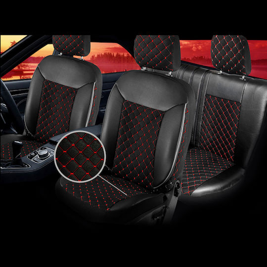 Car Seat Covers Comfort Zebra Black-Red Full Set 12 Pieces
