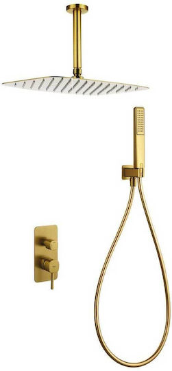 Imex Built-in Mixer, Handset & Shower Head Set for Shower 2 Exits Gold