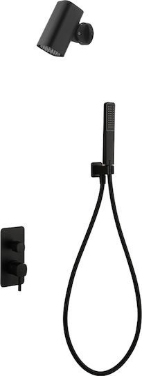 Imex Built-in Mixer, Handset & Shower Head Set for Shower 2 Exits Black
