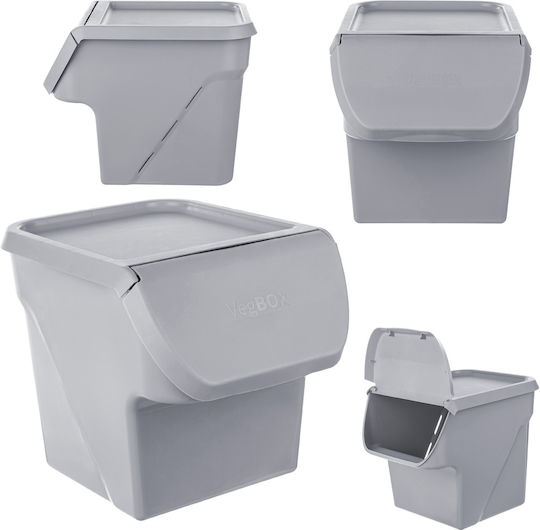 Kadax Vază Utilizare Generală Cu Capac Plastic Gri 26.5x26x33cm