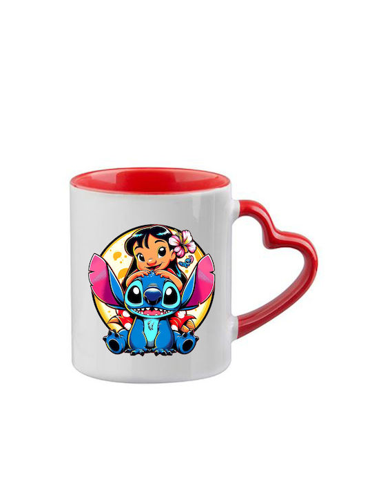 Κούπα Lilo & Stitch Κόκκινη Λαβή Καρδιά Εσωτερικό
