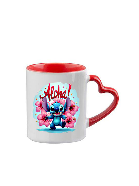 Κούπα Lilo & Stitch Κόκκινη Λαβή Καρδιά Εσωτερικό