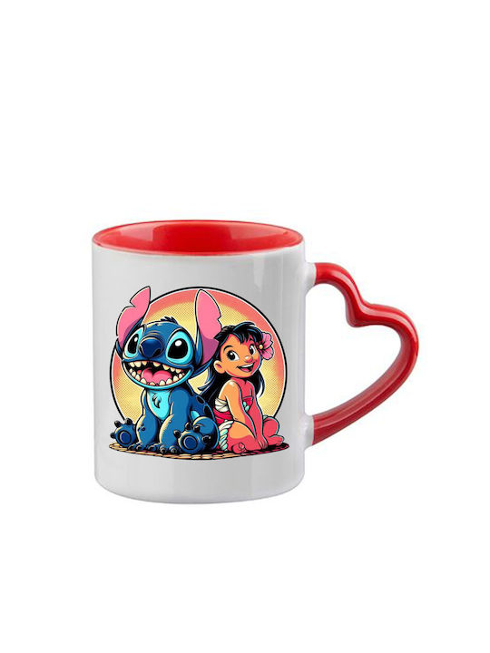 Κούπα Lilo & Stitch Κόκκινη Λαβή Καρδιά Εσωτερικό