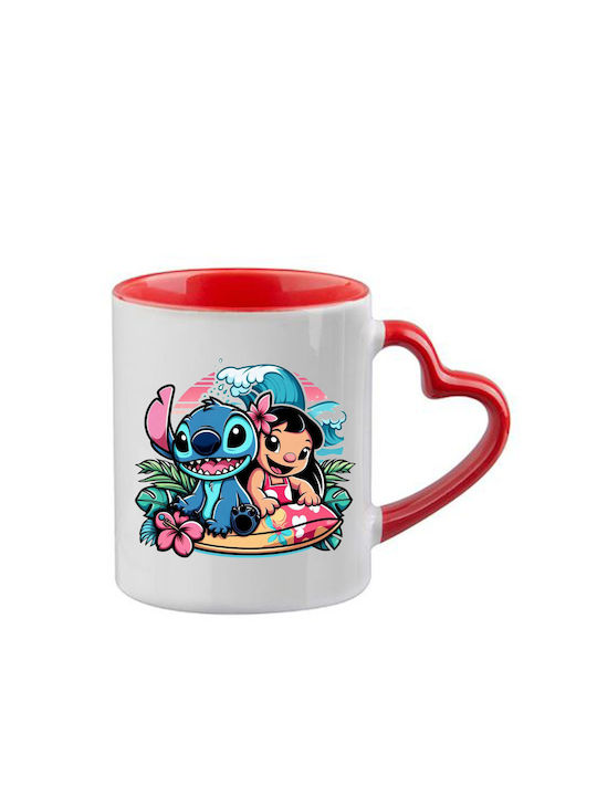 Κούπα Lilo & Stitch Κόκκινη Λαβή Καρδιά Εσωτερικό