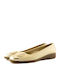 Leather Women's Ballerina Shoes in Beige Colour