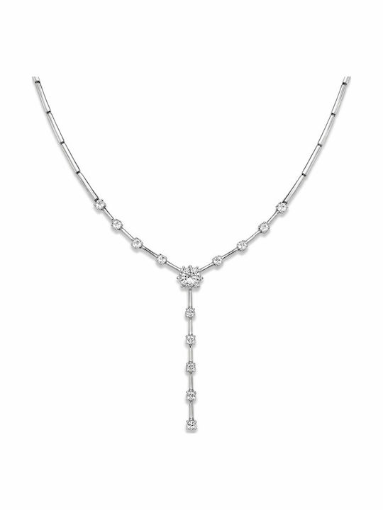 Atofio Kosmima Necklace From 14K White Gold With Zircon