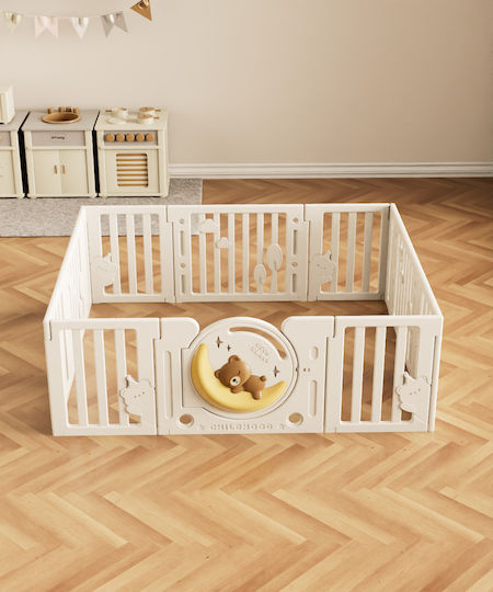 Plastic Play Fence Bear 120x180x62cm Beige Un-pl26-bg