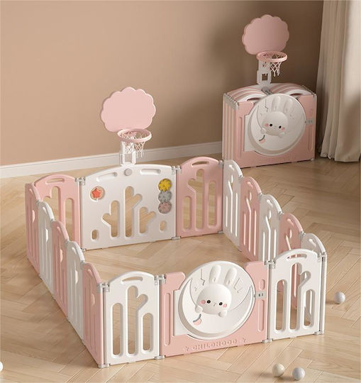 Plastischer Spielplatzzaun Rabbit Basketballkorb 149x179x63cm Rosa