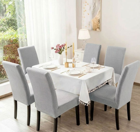 Kraft World Ελαστικό Κάλυμμα Καρέκλας Γκρί Ανοιχτό 40cm 6τμχ