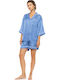 Pink Label Sommerliches Damen-Schlafanzug-Set Blue Cloud
