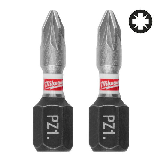 Milwaukee Pz1x25mm Schraubendreher-Bits Ausgeschliffener Stahl Set 3 Stück