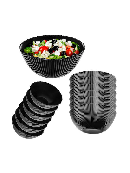 Kadax Round Black Glass Serving Bowls Diameter 15.2cm 6 Pieces
