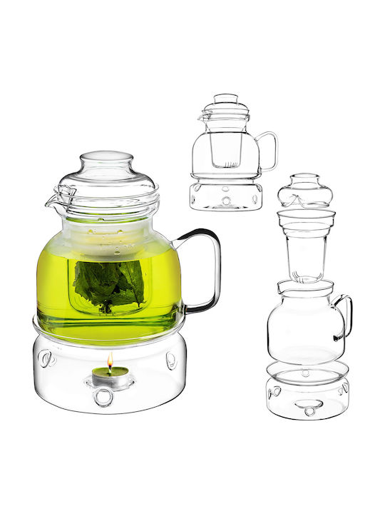 Kadax Ceainic cu Filtru din Sticlă Transparentă 1500ml
