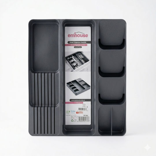 Organizator pentru tacâmuri de sertar 43x43.5x5 cm Gri