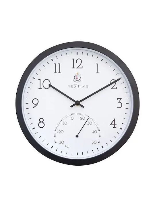 Nextime Αθόρυβο Ρολόι Τοίχου Πλαστικό Μαύρο Ø30.5cm