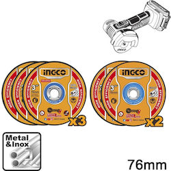 Δίσκοι Κοπής Σιδήρου Inox Σετ 5τμχ 76mm X 1.2mm Ingco Mcd30176 Clone