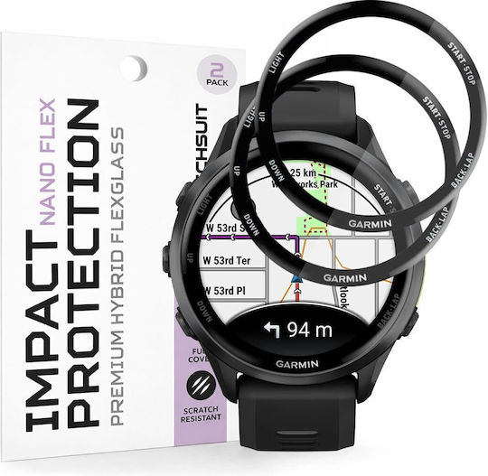 Techsuit Nano Flex Full Face Tempered Glass για το Garmin Forerunner 970 / Forerunner 570 2τμχ