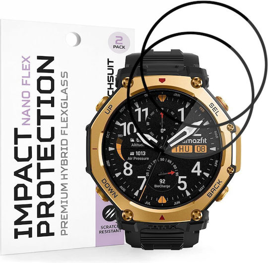 Techsuit Nano Flex Full Face Tempered Glass pentru Amazfit T-Rex 3 Pro 48mm 2 bucăți