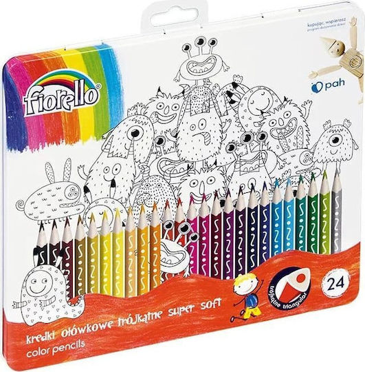 Fiorello Triangular Pencils Fiorello Super Soft 12 Colours + 2 Free Sharpeners Extra 170-2625