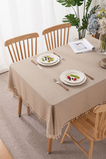 FRIPIA Baumwoll-Tischtuch Beige 140x200cm