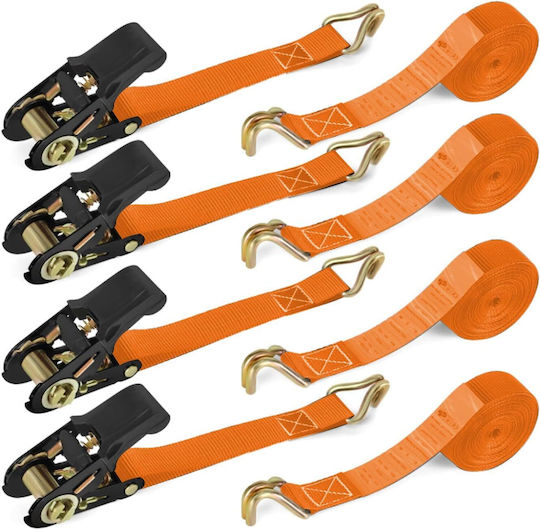 5m Transport Straps Set 4 Ratchet Locking Clamps