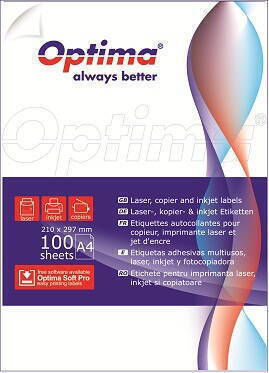 Optima Self-Adhesive A4 Labels Rectangular 199.6x144.5mm
