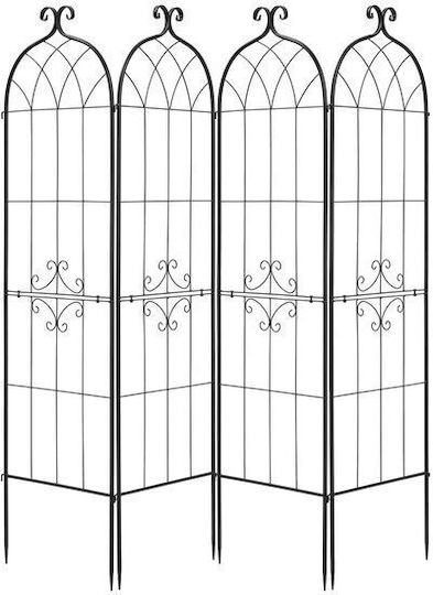 Set 4 X Metal Garden Trellises 180 X 52.5 Cm Steel Black Reinforced Frame Set 4 X Metal Garden Trellises 180 X 52.5 Cm Steel Black Reinforced Frame
