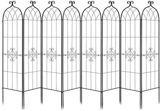 Set 8 X Metal Garden Trellises 180 X 52.5 Cm Steel Black Reinforced Frame Set 8 X Metal Garden Trellises 180 X 52.5 Cm Steel Black Reinforced Frame