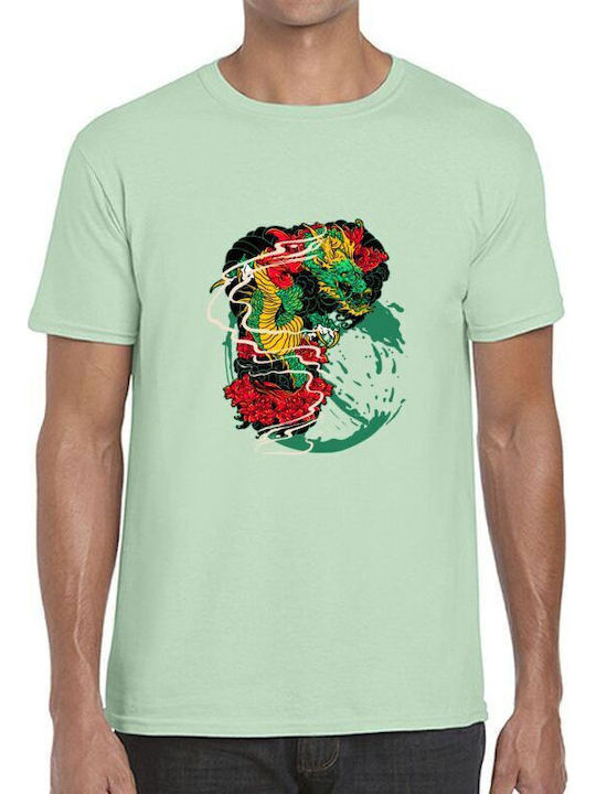 T-shirt Japanese Dragon Peonies Pop Culture Min...
