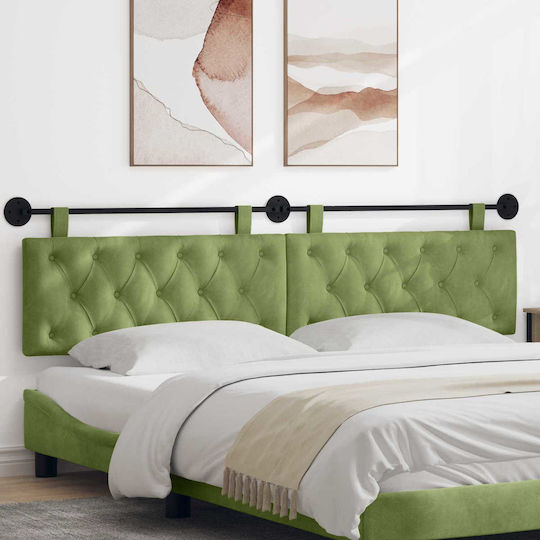 vidaXL Fabric Bed Headboard Pillow Green 210x55cm