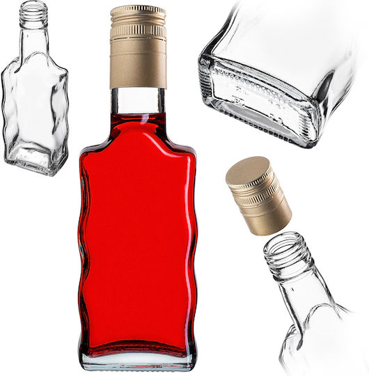 Glass Bottle Liqueur 200ml Long Golden Cap 5 Pcs