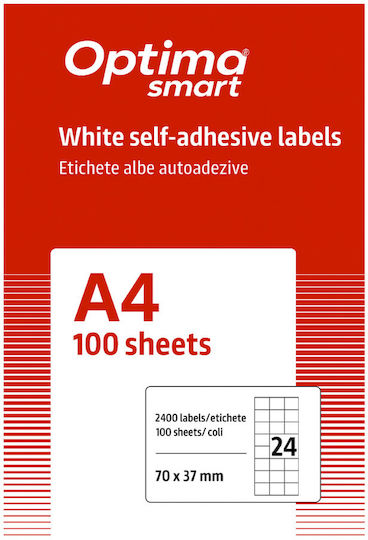 Optima Self-Adhesive A4 Labels Rectangular 70x37mm