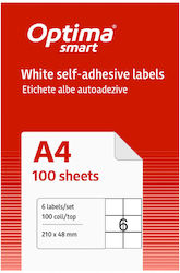 Optima Selbstklebende A4 Etiketten Rechteckige 210x48mm Optima Selbstklebende A4 Etiketten Rechteckige 210x48mm