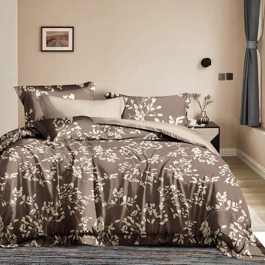 Beauty Home Art 12693 Σετ Κουβερλί Υπέρδιπλο Καφέ 220x240cm