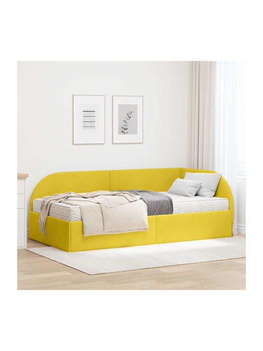 vidaXL Kinderbett Einzel mit Samt Gelb mit Lattenrost & Matratze 100x200cm