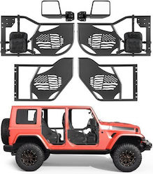 Vevor Jeep Tube Doors 4-door Fit 2018-2026 Jeep Wrangler Jl & 2020-2026 Gladiator Jt Flag Pattern Off Road Front & Rear Tubular Half Doors Dot Certified Side View Mirrors Storage Bag