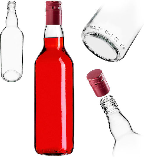 Glass Bottle 700ml Long Red Cap 1 Pc